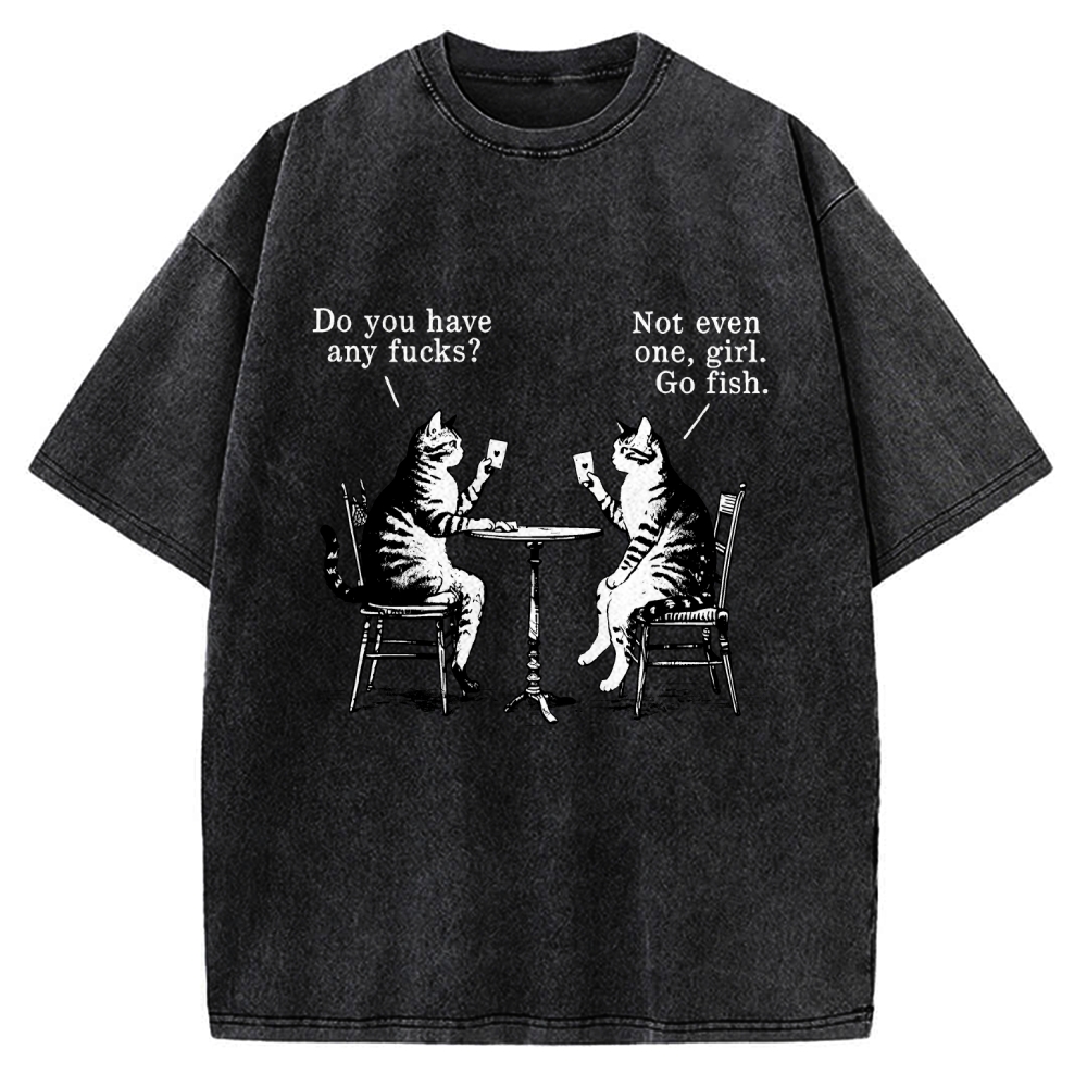 Cat Poker Night Vintage Washed T-shirt
