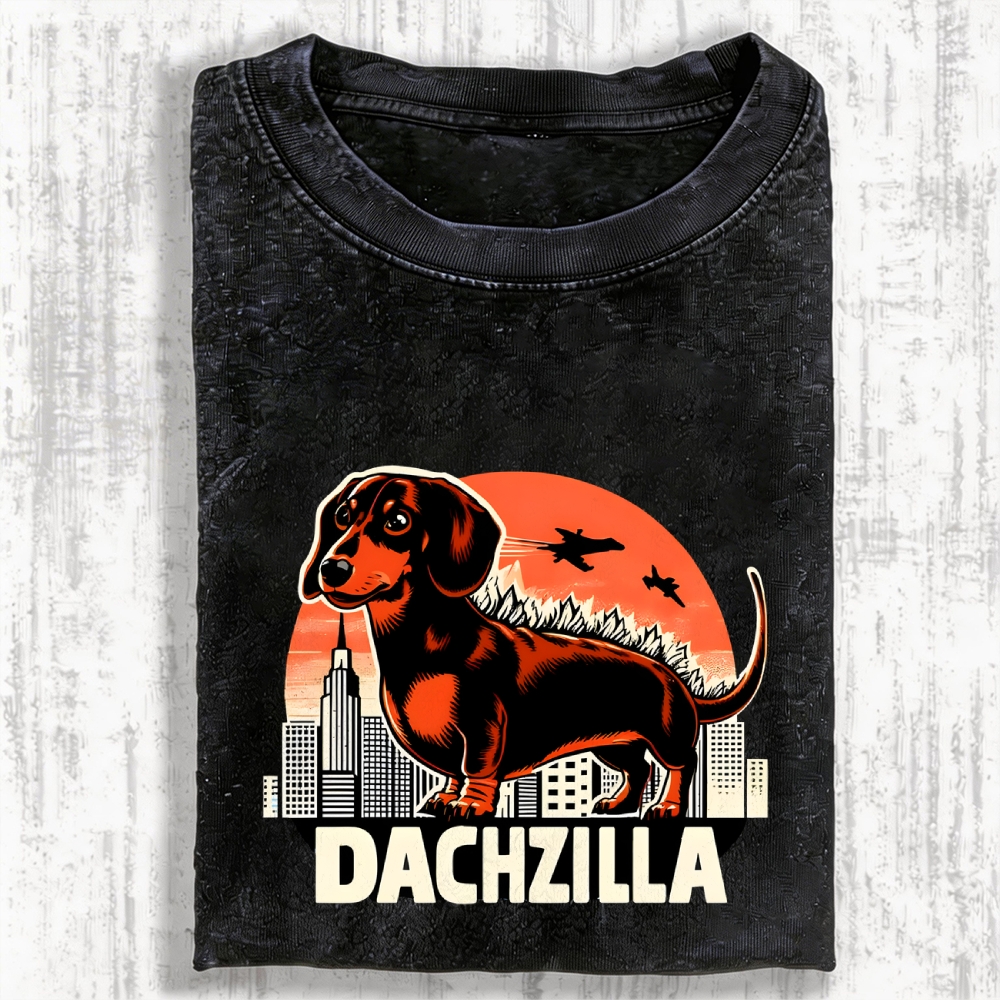 Dachzilla Dachshund Vintage Washed T-shirt