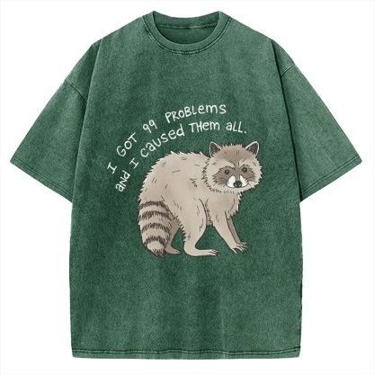 99 Problems Raccoon Funny Animal Humor Vintage Washed T-shirt