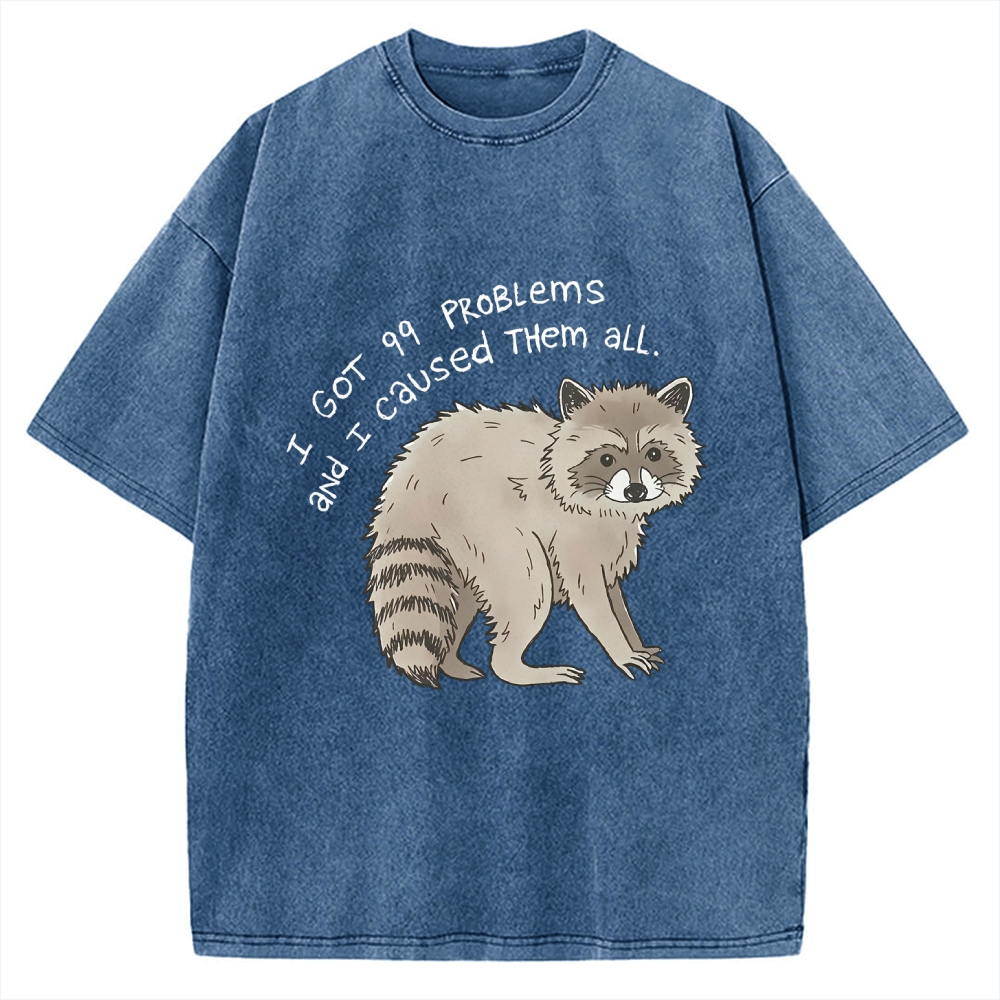 99 Problems Raccoon Funny Animal Humor Vintage Washed T-shirt