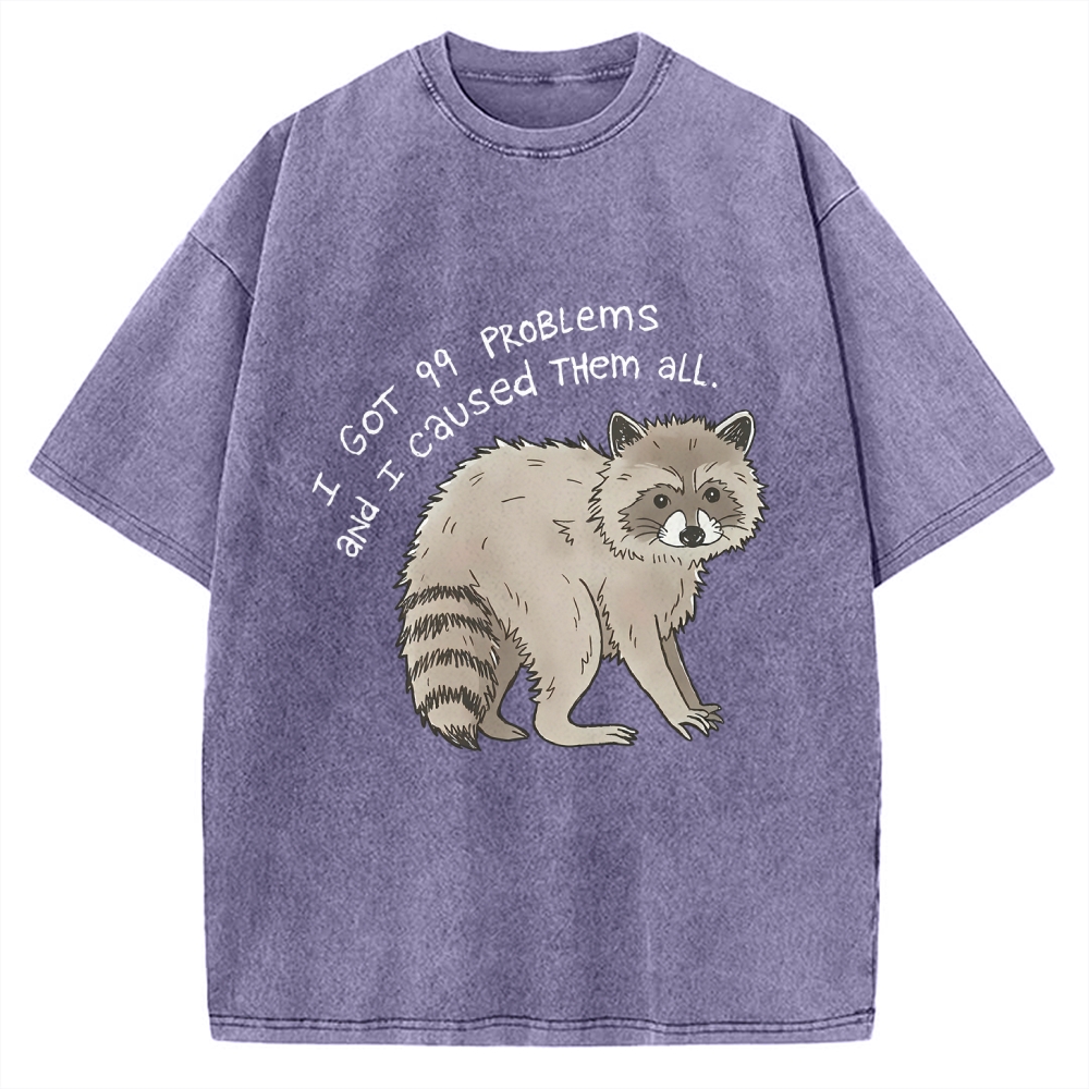 99 Problems Raccoon Funny Animal Humor Vintage Washed T-shirt