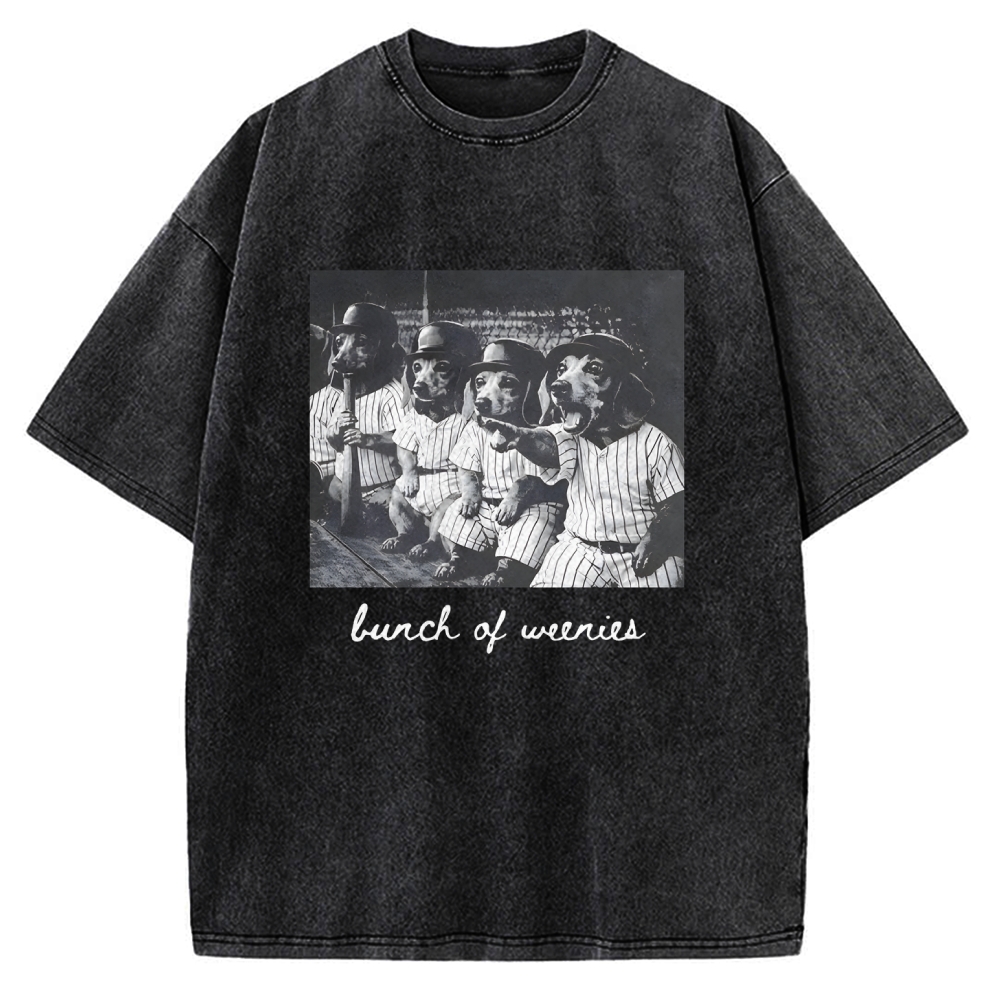 Funny Weenies Dachshunds Baseball  Vintage Washed T-shirt