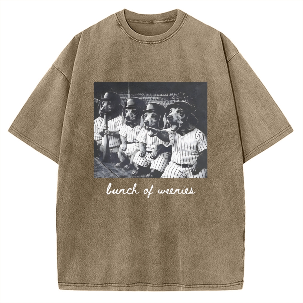 Funny Weenies Dachshunds Baseball  Vintage Washed T-shirt