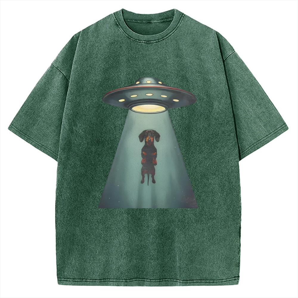 Dachshund UFO Vintage Washed T-shirt