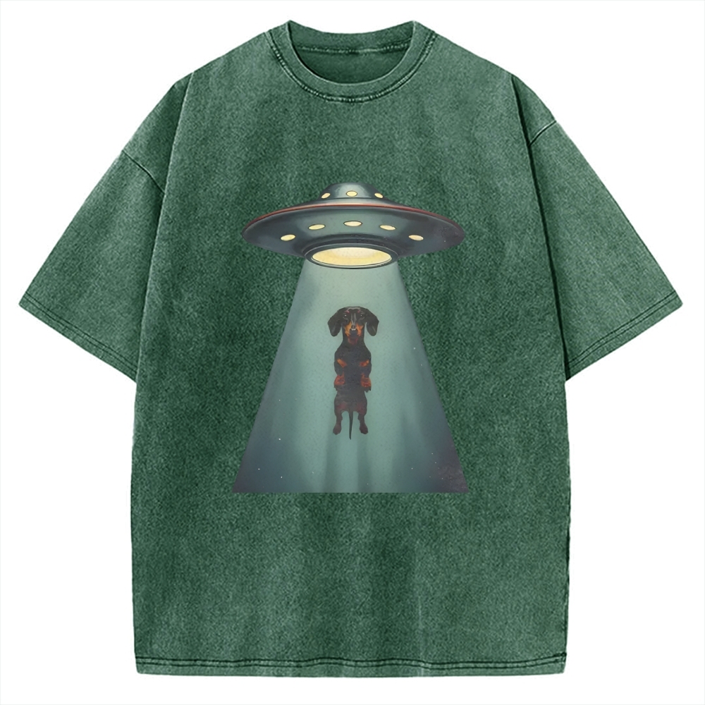 Dachshund UFO Vintage Washed T-shirt