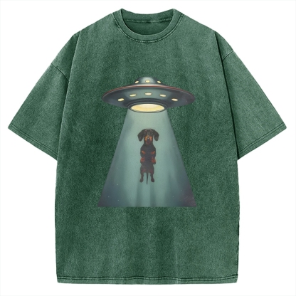 Dachshund UFO Vintage Washed T-shirt