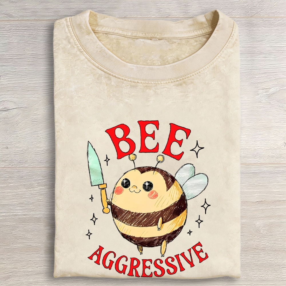Bee Aggressive Funny Vintage Washed T-shirt