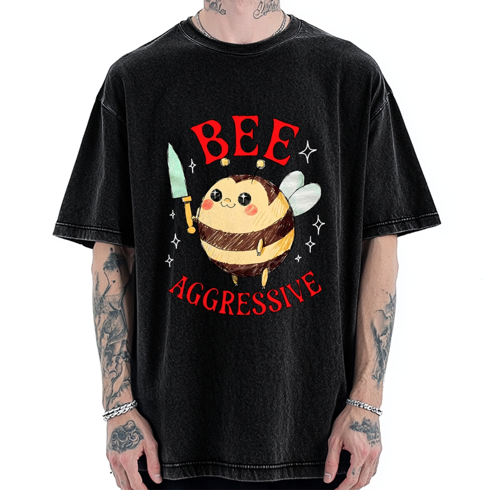 Bee Aggressive Funny Vintage Washed T-shirt