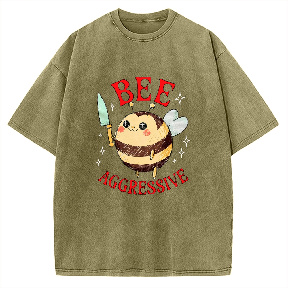 Bee Aggressive Funny Vintage Washed T-shirt