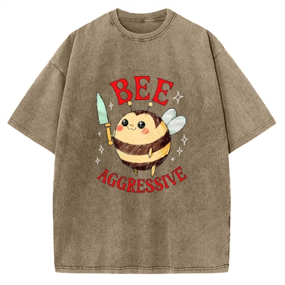 Bee Aggressive Funny Vintage Washed T-shirt