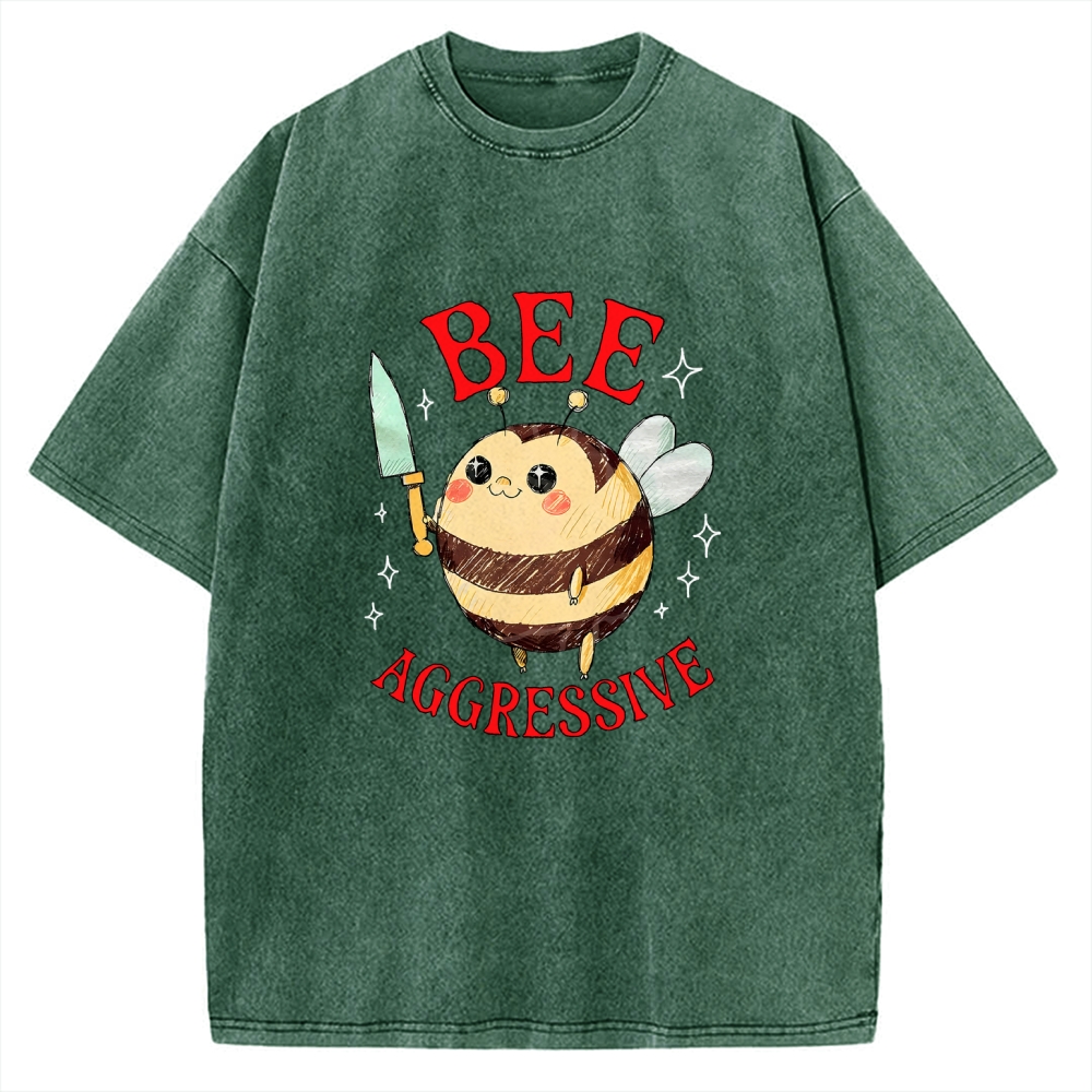 Bee Aggressive Funny Vintage Washed T-shirt