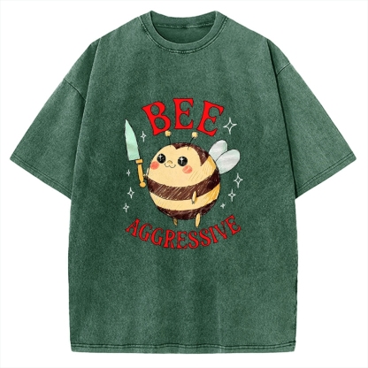 Bee Aggressive Funny Vintage Washed T-shirt