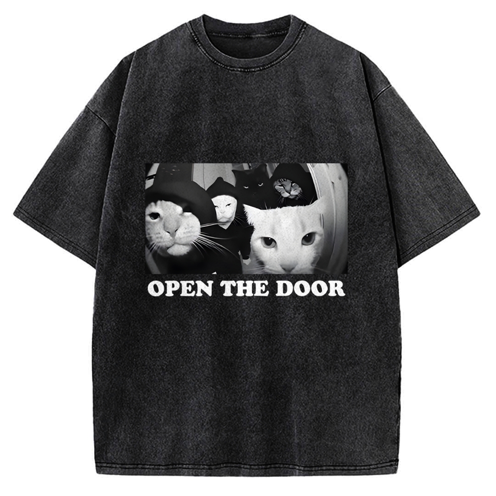 Funny Cat Gang Meme Vintage Washed T-shirt