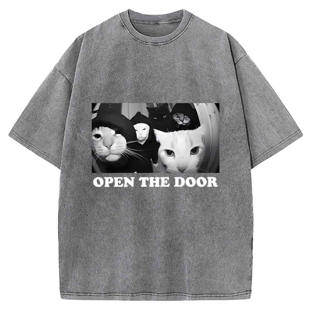 Funny Cat Gang Meme Vintage Washed T-shirt