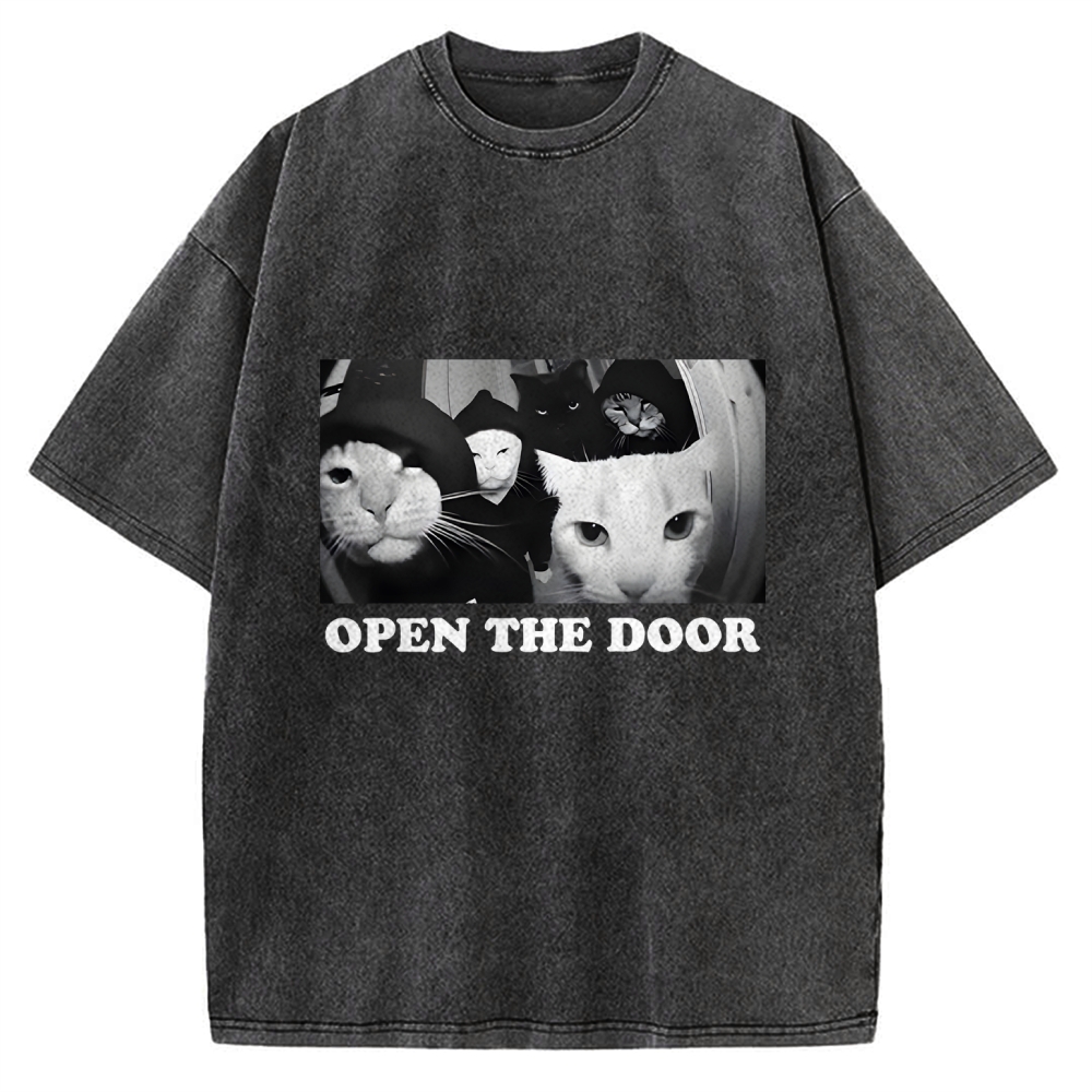 Funny Cat Gang Meme Vintage Washed T-shirt