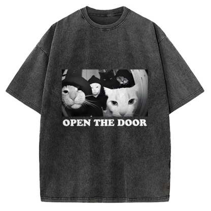 Funny Cat Gang Meme Vintage Washed T-shirt