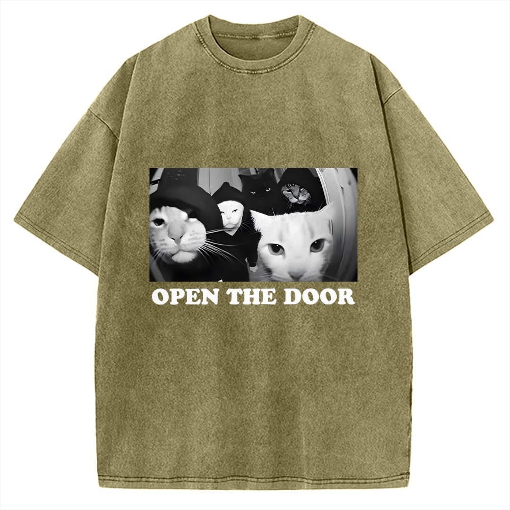 Funny Cat Gang Meme Vintage Washed T-shirt