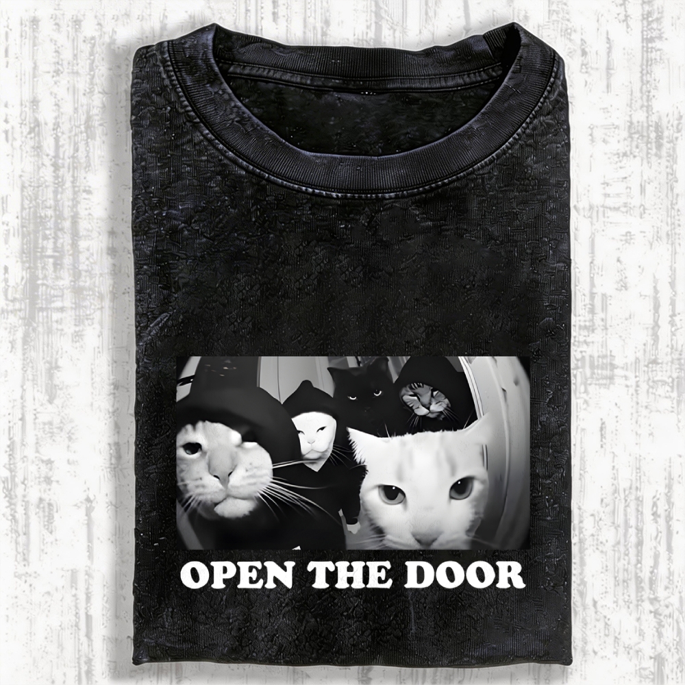 Funny Cat Gang Meme Vintage Washed T-shirt