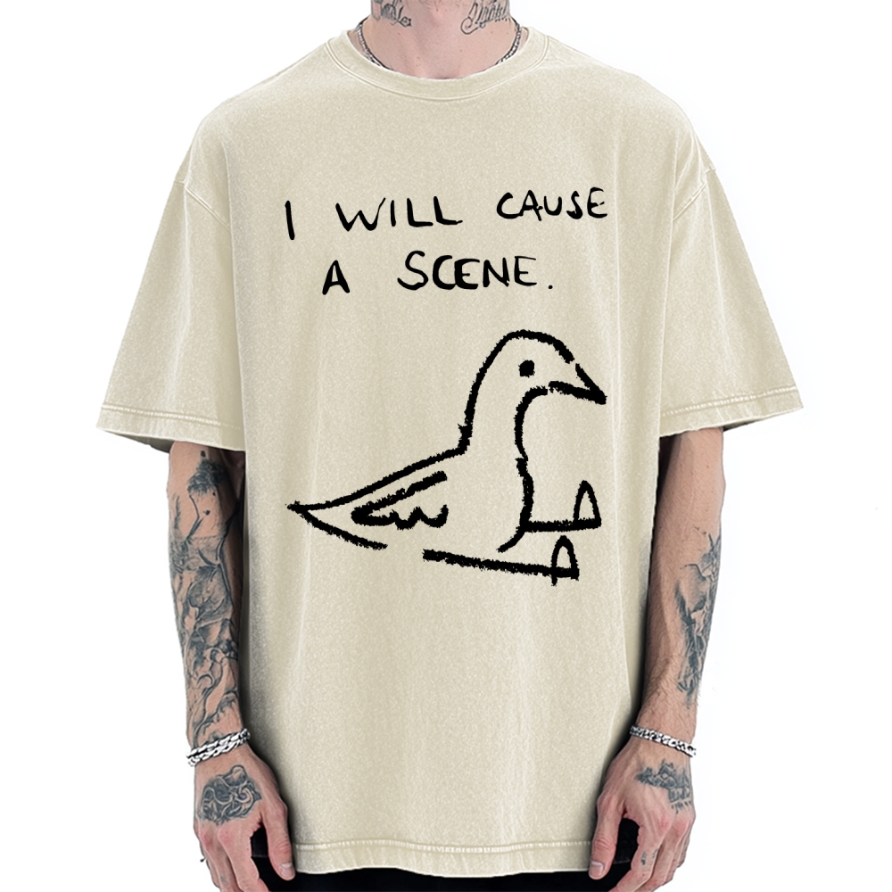 Pigeon Cause Trouble Meme Vintage Washed T-shirt