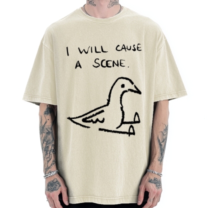 Pigeon Cause Trouble Meme Vintage Washed T-shirt
