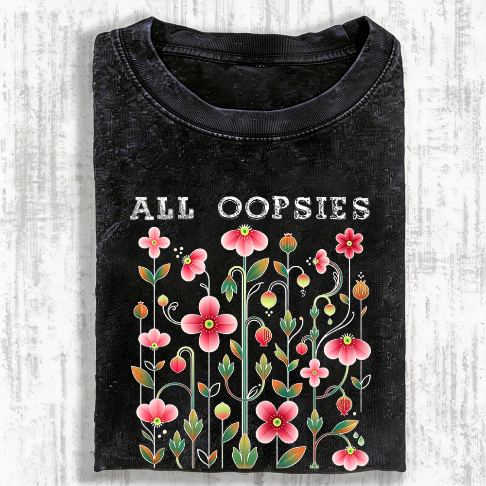 Funny Flower：All Oopsies No Daisies Vintage Washed T-shirt