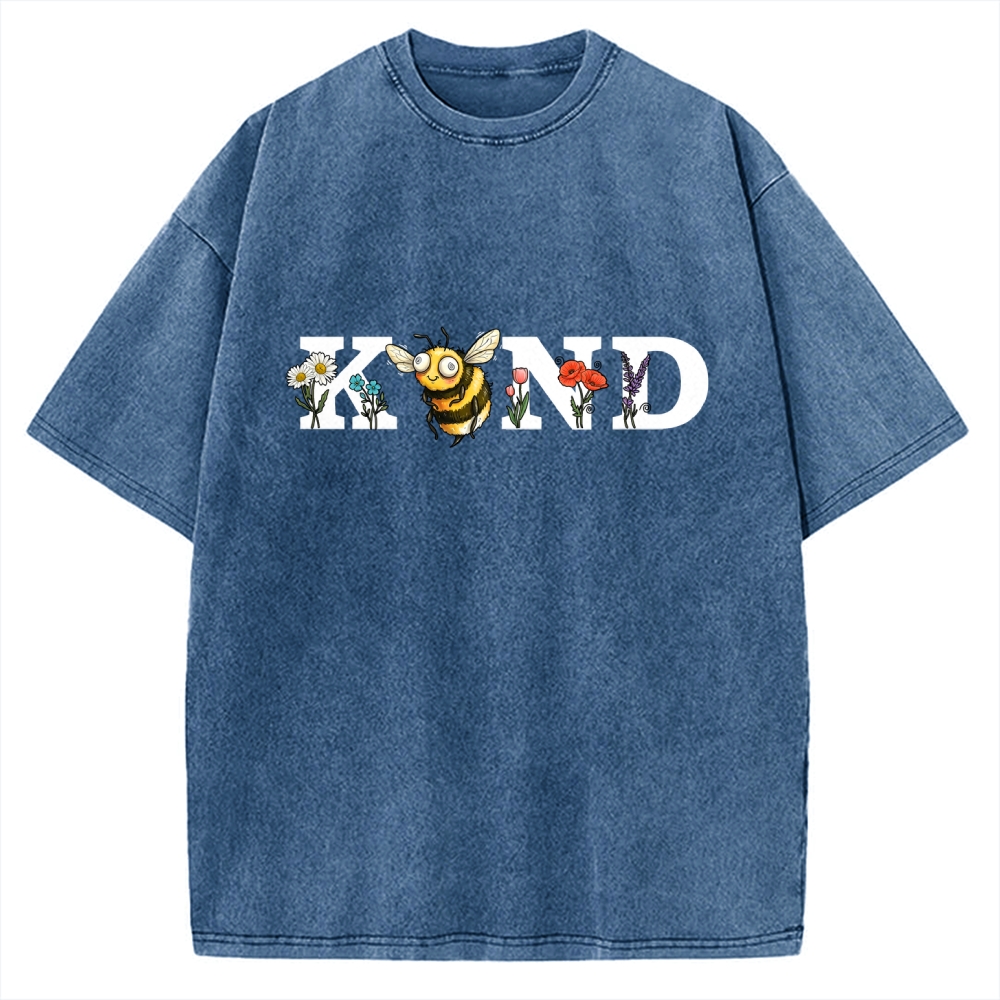 Bee Kind Art Print Vintage Washed T-shirt