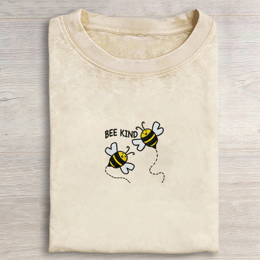 Bee Kind Vintage Embroidery Washed T-shirt