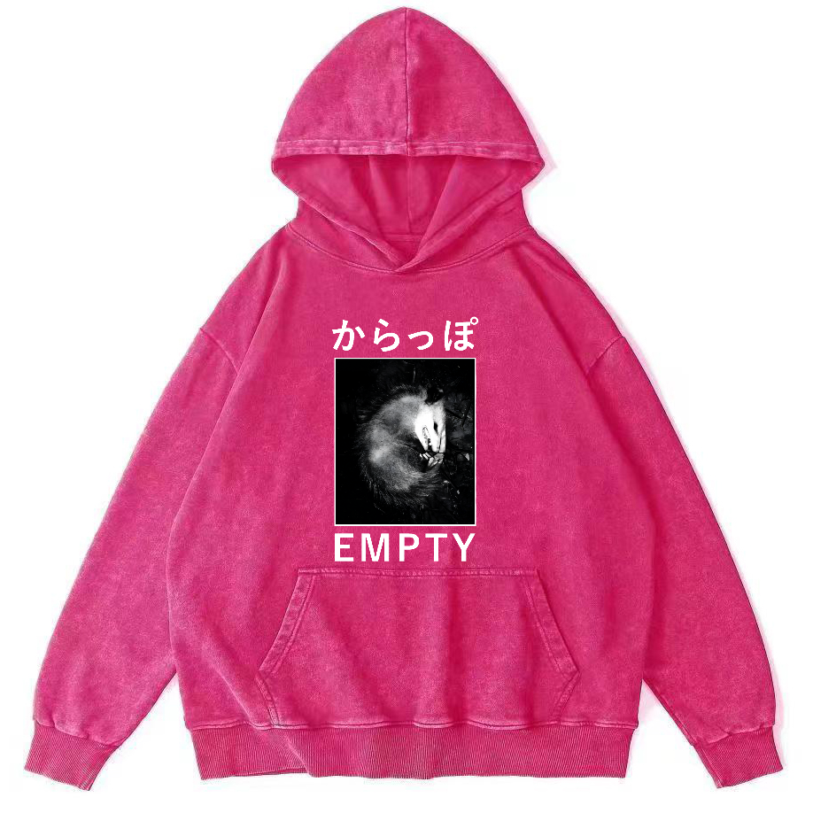 EMPTY Japanese Opossum Vintage Washed Hoodie-Zazasy