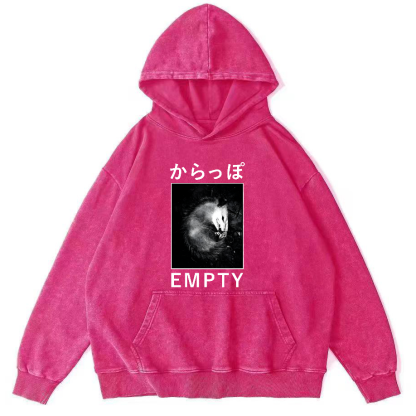 EMPTY Japanese Opossum Vintage Washed Hoodie-Zazasy