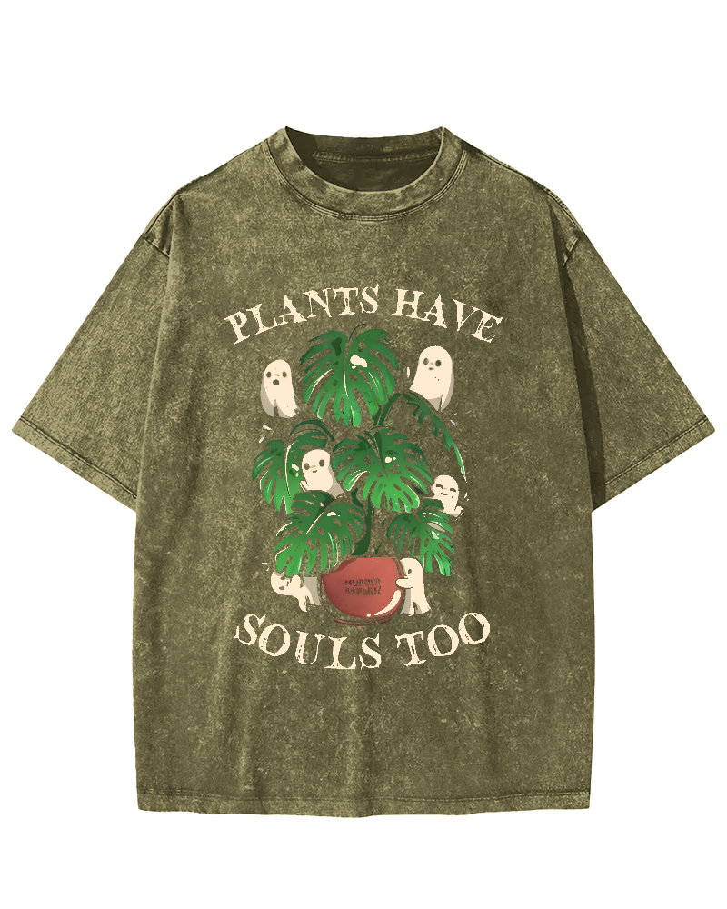 Plants Have Souls Too Vintage Washed T-shirt-Zazasy