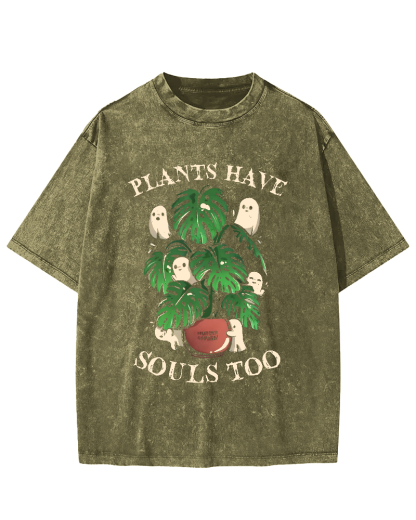 Plants Have Souls Too Vintage Washed T-shirt-Zazasy