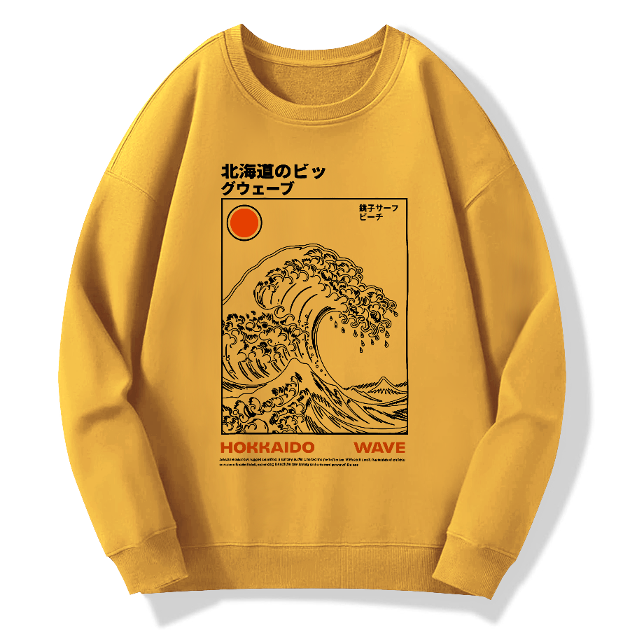 Kanagawa Retro Cotton Pullover Sweatshirt