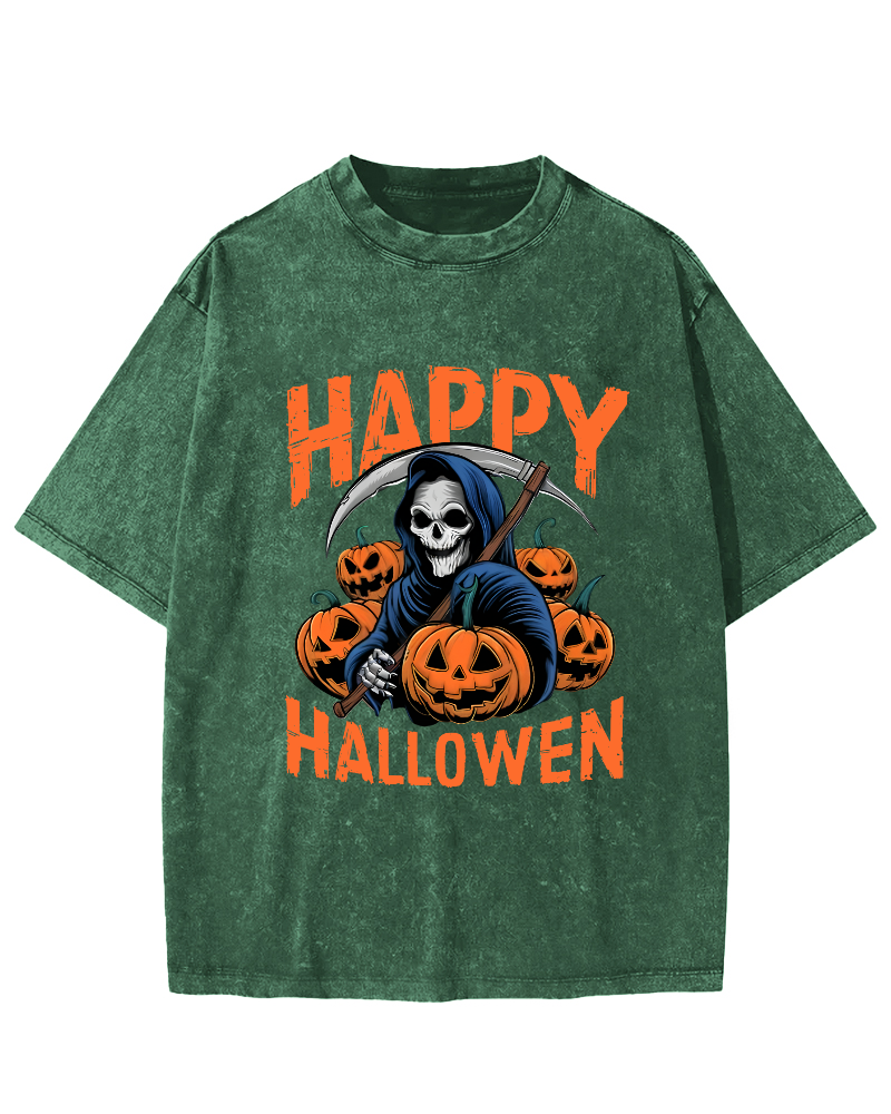 Halloween Pumpkin Lamp  Vintage Distressed T-shirt-Zazasy