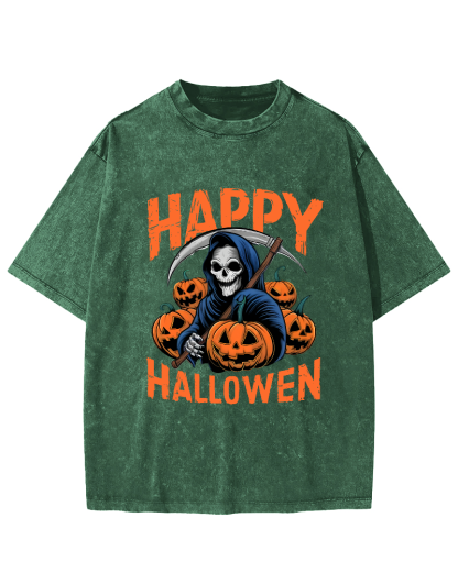 Halloween Pumpkin Lamp  Vintage Distressed T-shirt-Zazasy