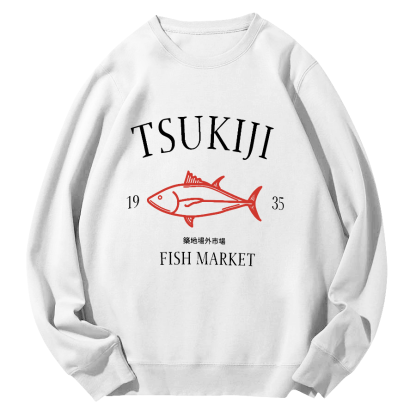 Japan's Tsukiji Off Market Round Neck Sweatshirt-Zazasy