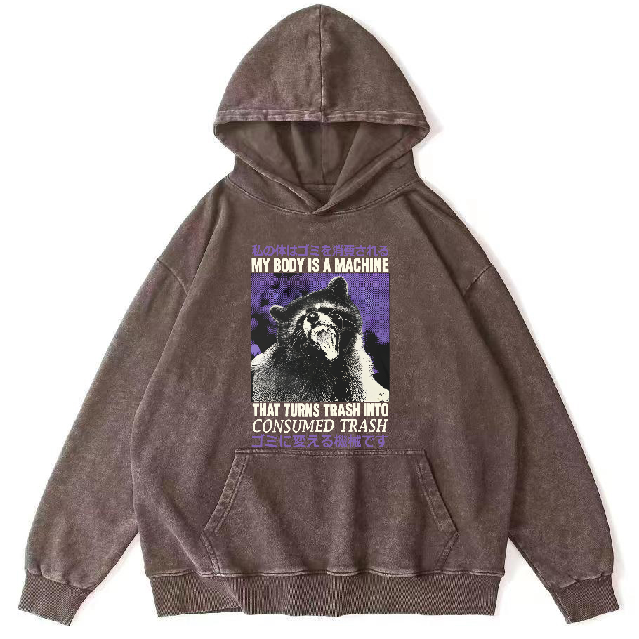Angry Raccoon Vintage Distressed Hoodie-Zazasy