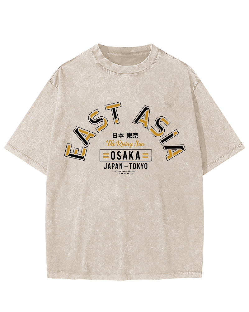 Kyoto Personalized Font Vintage Washed T-shirt-Zazasy