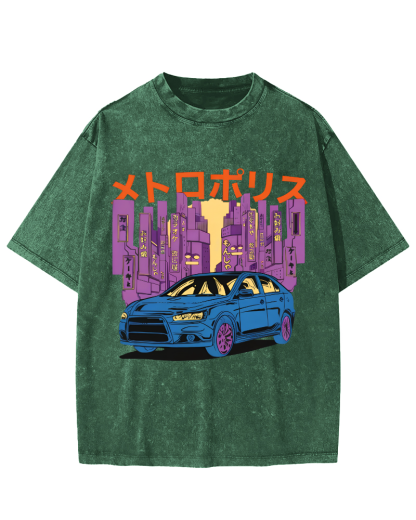 Tokyo Metropolitan Japanese Steam Wave Aesthetic Anime Vintage Washed T-shirt