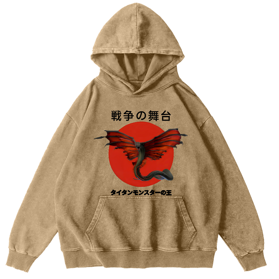 Battle Bat Vintage Washed Hoodie-Zazasy