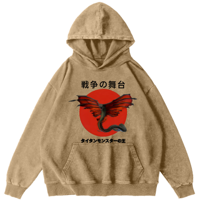 Battle Bat Vintage Washed Hoodie-Zazasy
