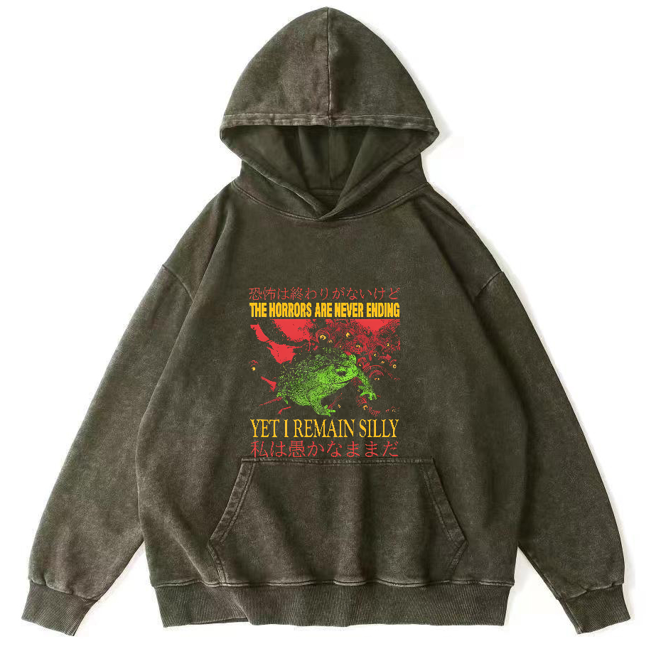 The Horrors Japanese Frog Washed Hoodie-Zazasy