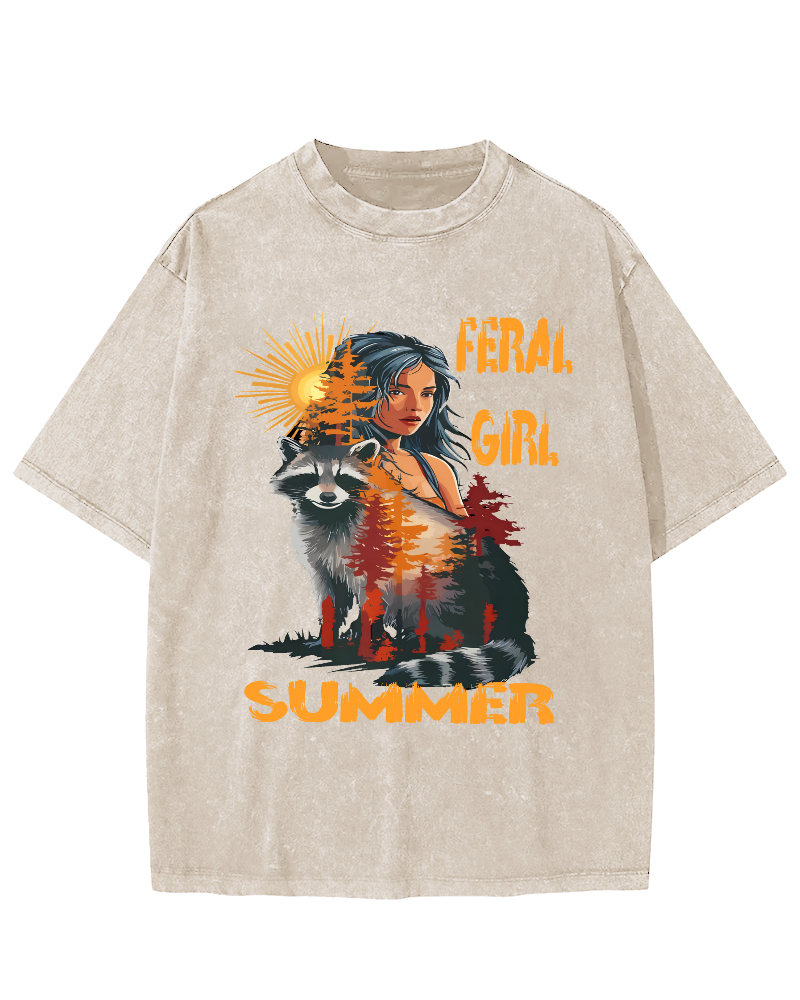 Raccoons In The Forest Vintage Distressed T-shirt-Zazasy