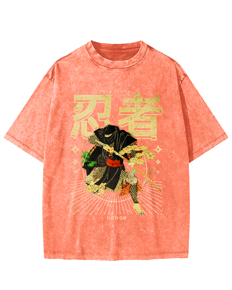 Japanese Ninja Vintage Distressed T-shirt-Zazasy