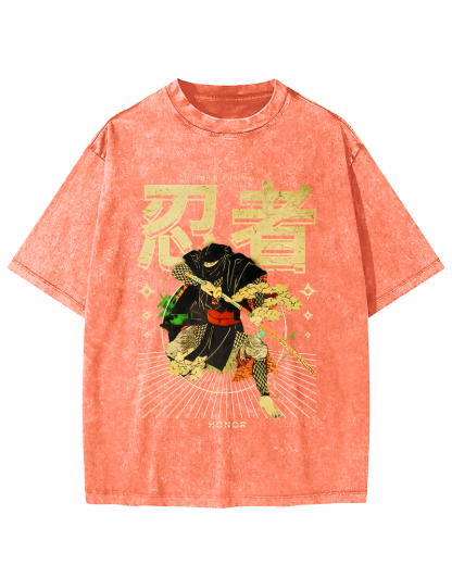 Japanese Ninja Vintage Distressed T-shirt-Zazasy