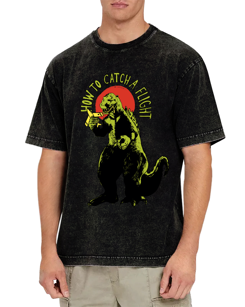 How To Catch A Flight Vintage Washed T-shirt-Zazasy