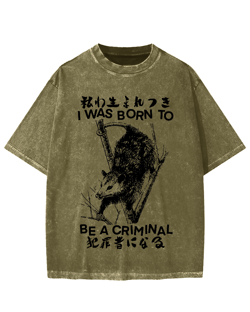 I Was Born To Be A Criminal Vintage Washed T-shirt