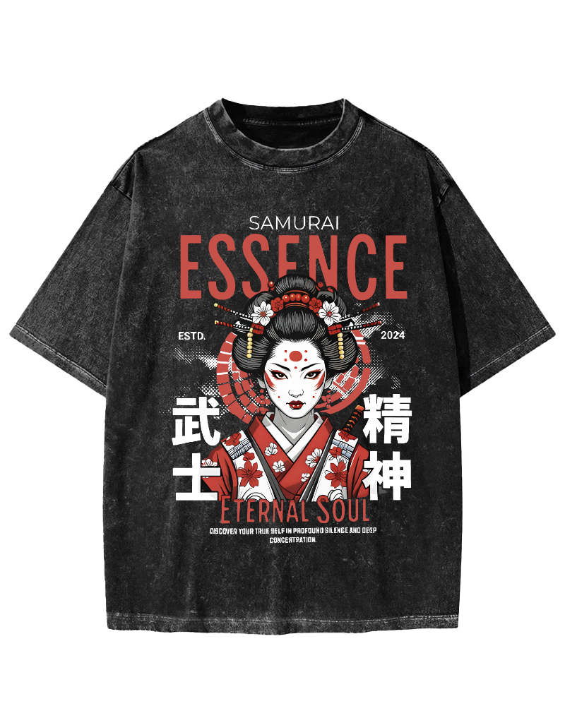 Samurai Spirit Japanese Vintage Distressed T-shirt-Zazasy