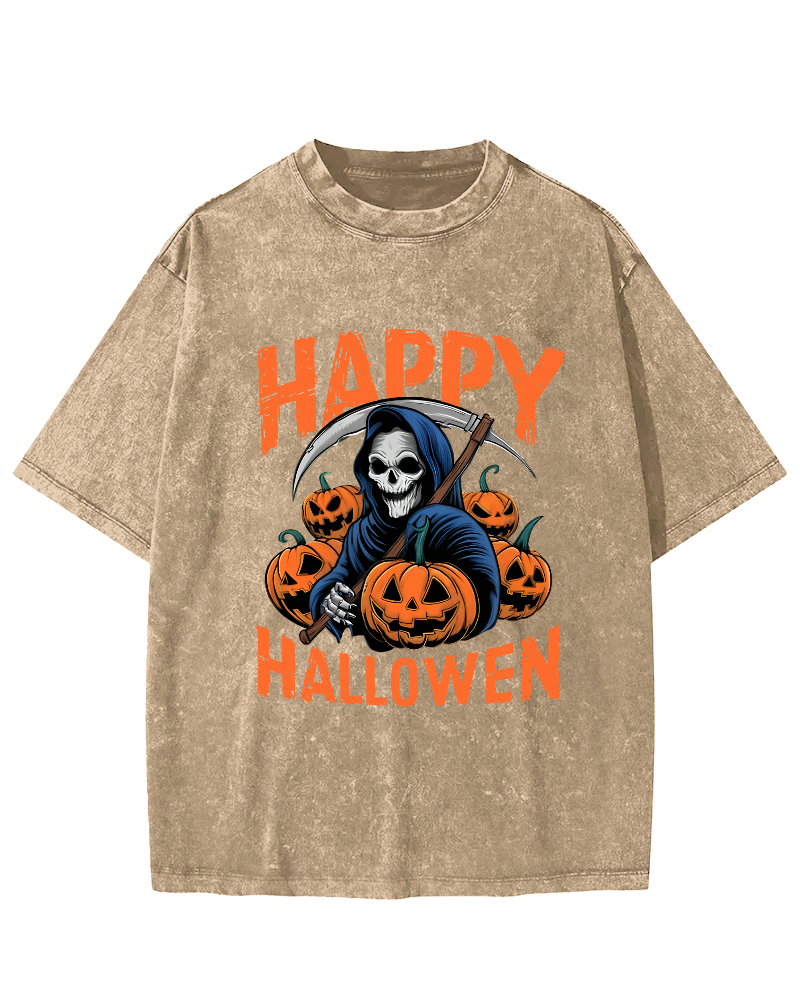 Halloween Pumpkin Lamp  Vintage Distressed T-shirt-Zazasy