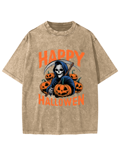 Halloween Pumpkin Lamp  Vintage Distressed T-shirt-Zazasy