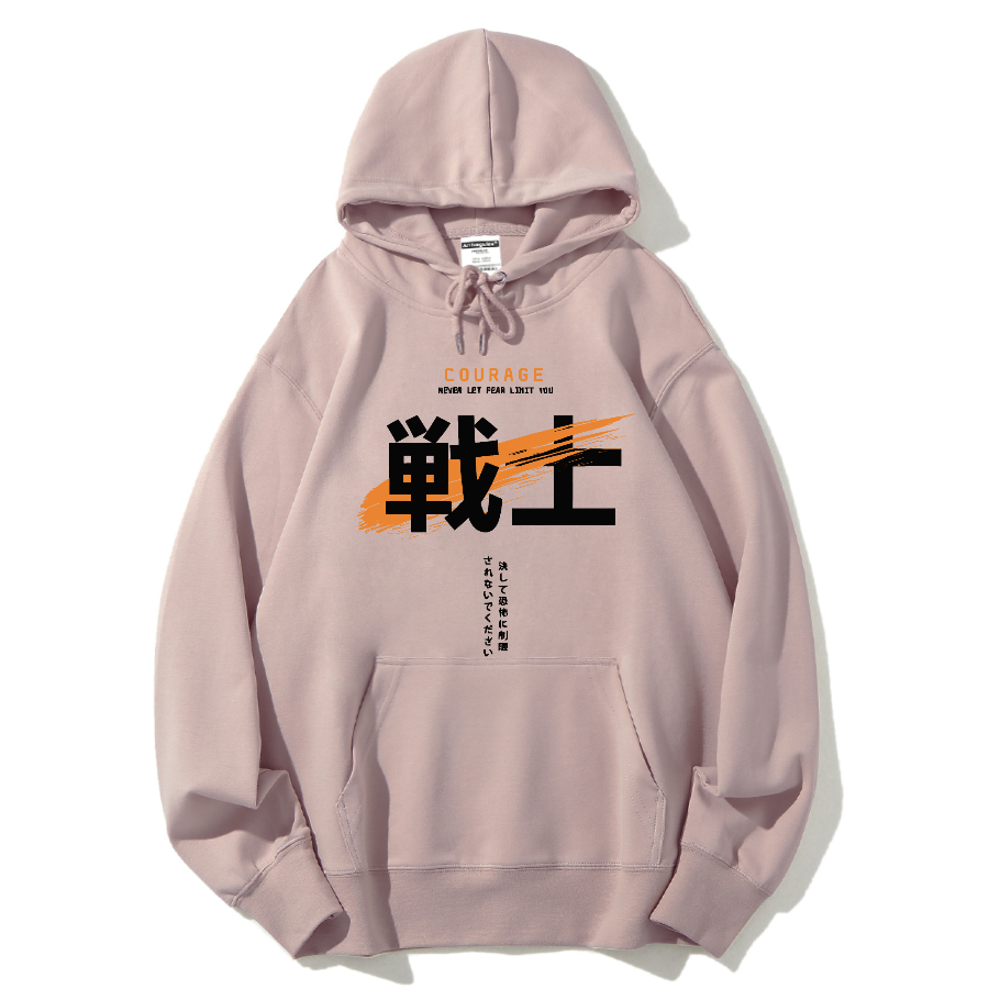 Warrior Japanese Hanzi Cotton Hoodie